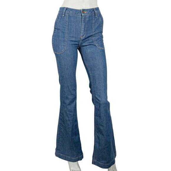 LAND of Distraction Women's Bruce Denim Pants High Waist Flared Leg sz 2 - Picture 3 of 7